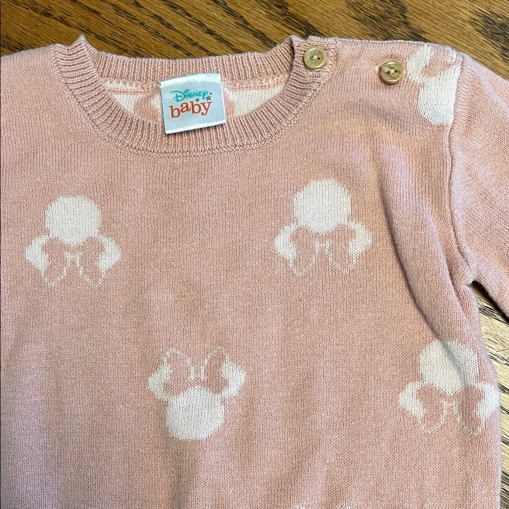 Disney Baby Pink Blush Knit Minnie Mouse Sweater size 6-9 mo